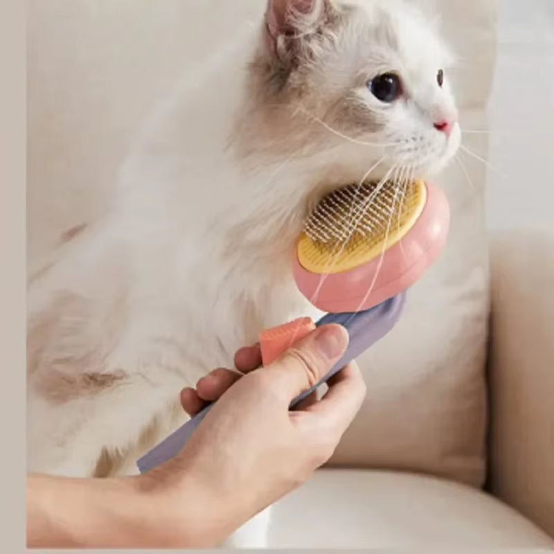 Pumpkin Pet Cat Grooming Comb Self Cleaning Slicker Brush for Cat Puppy Rabbit Removes Loose Underlayers and Tangled Hair Comb