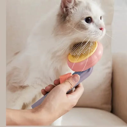 Pumpkin Pet Cat Grooming Comb Self Cleaning Slicker Brush for Cat Puppy Rabbit Removes Loose Underlayers and Tangled Hair Comb