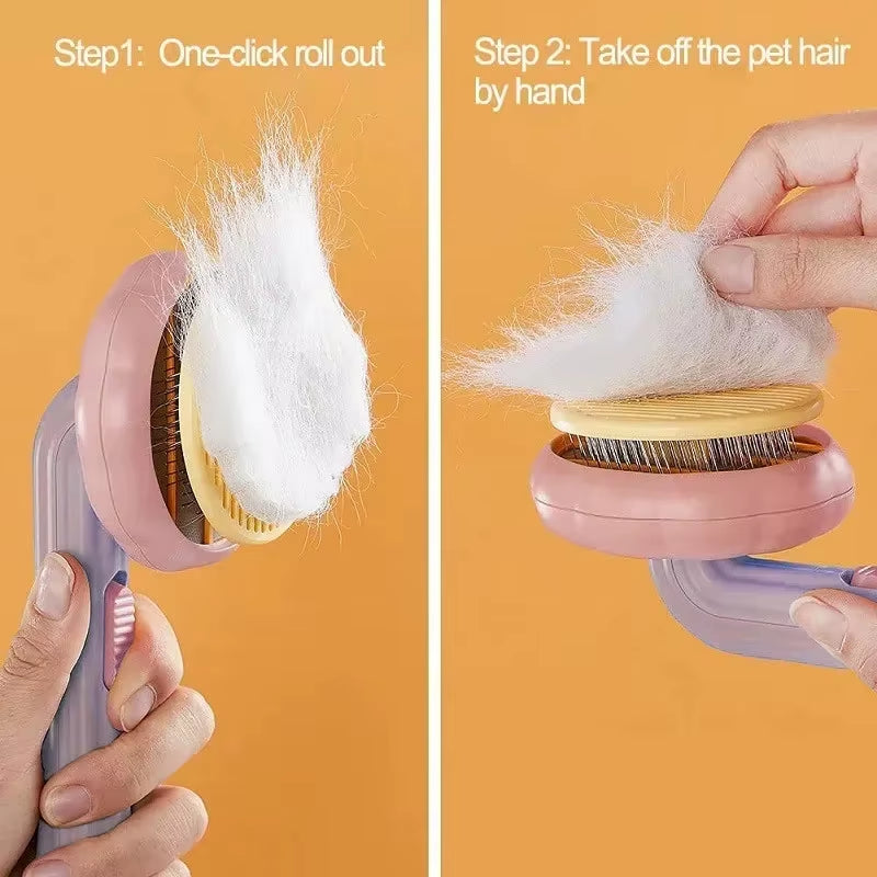 Pumpkin Pet Cat Grooming Comb Self Cleaning Slicker Brush for Cat Puppy Rabbit Removes Loose Underlayers and Tangled Hair Comb