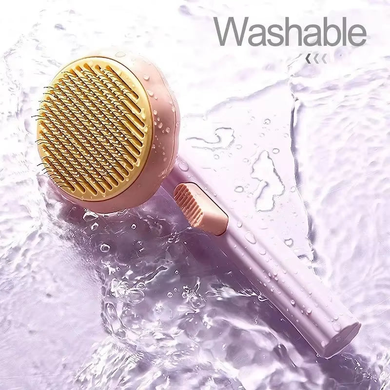 Pumpkin Pet Cat Grooming Comb Self Cleaning Slicker Brush for Cat Puppy Rabbit Removes Loose Underlayers and Tangled Hair Comb